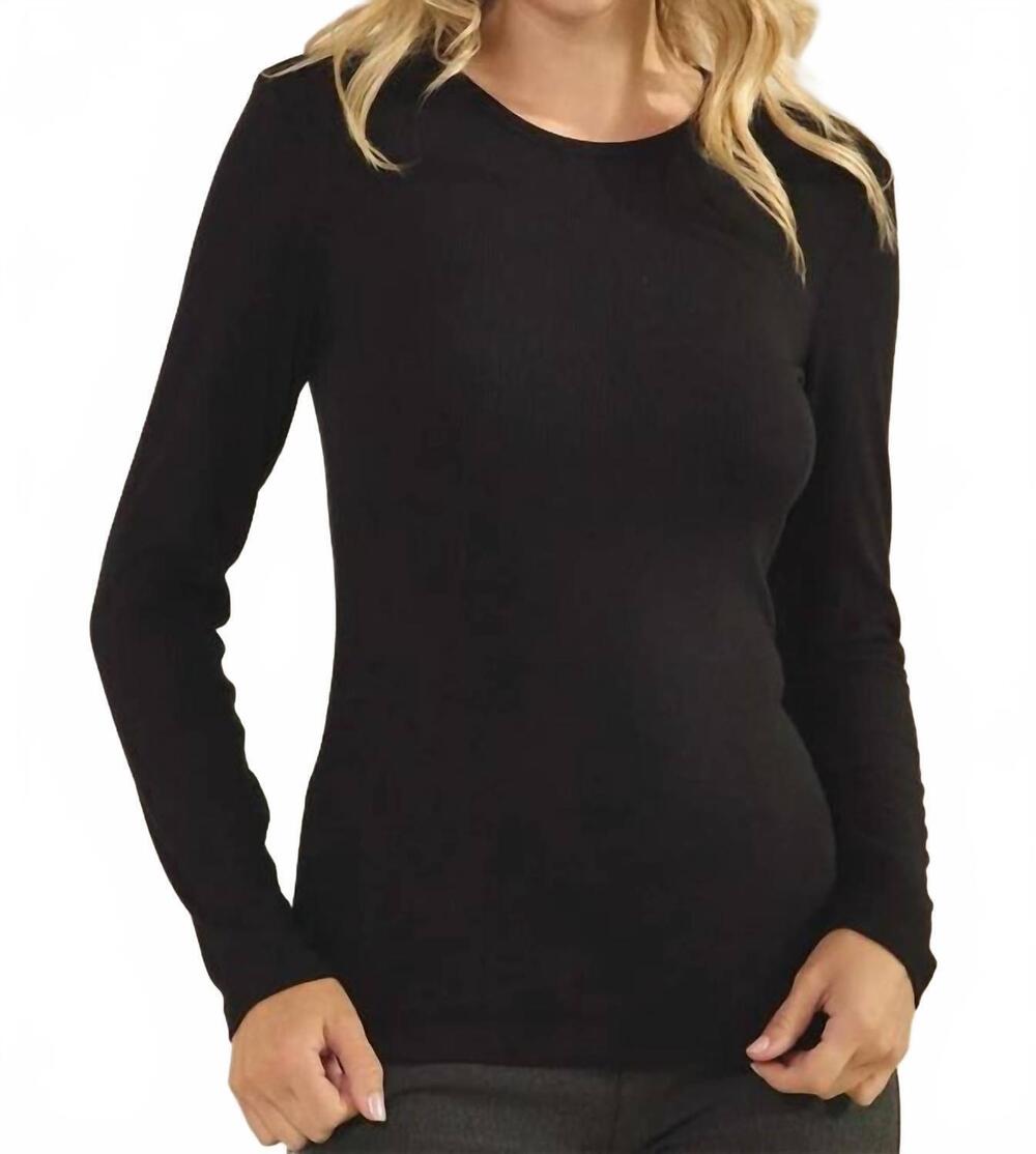 NEW YELETE ribbed long sleeve top in black